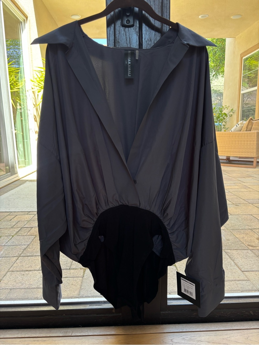 Norma Kamali gray bodysuit